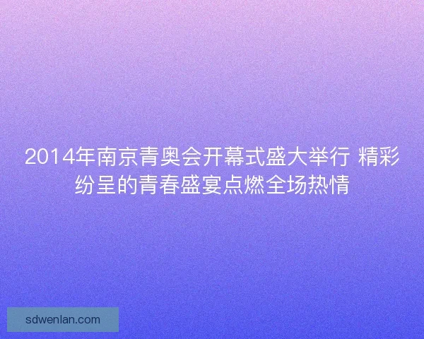 2014年南京青奥会开幕式盛大举行 精彩纷呈的青春盛宴点燃全场热情